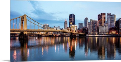 Pittsburgh City Skyline with Andy Warhol Bridge at Night