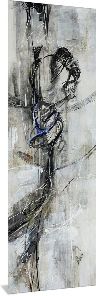 Figurative art work of a female dancer in various shades of black and gray.