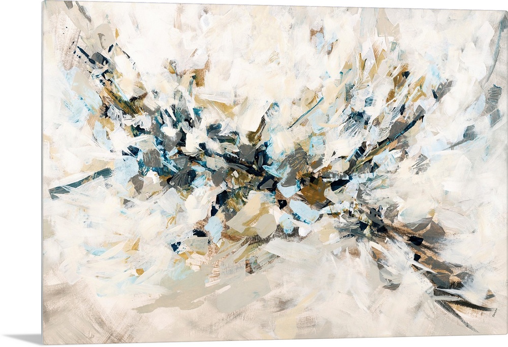 Contemporary abstract painting of black and brown streaks arranged to resemble a bird in flight.