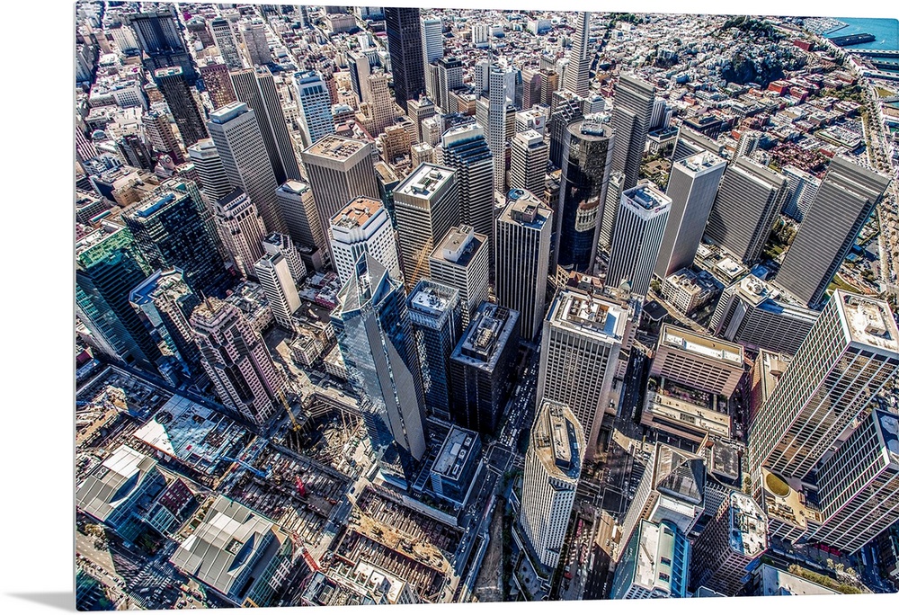 Aerial photography of skyscrapers in downtown San Francisco, California.