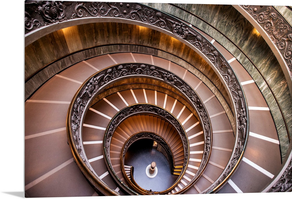 Photograph of the spiral staircase at the Vatican Historical Museum.