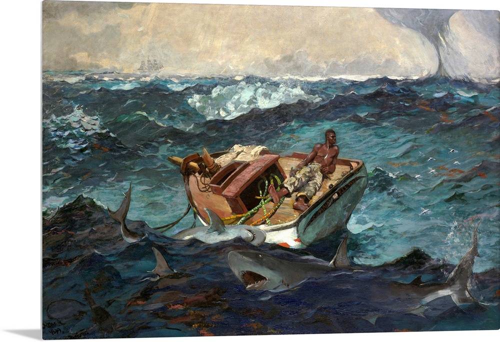 Back in Prouts Neck, Maine, after one of his winter visits to the Bahamas, Homer painted this dramatic scene of imminent d...