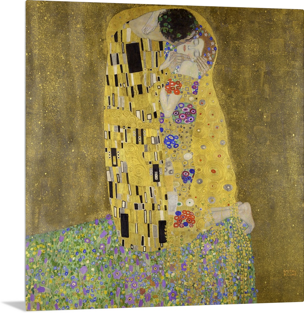 Gustav Klimt's The Kiss (1907 - 1908) famous painting.