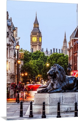 Trafalgar Square and Big Ben, London, England, UK