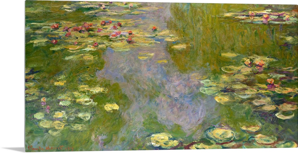 This work is one of four pictures of water lilies that, quite exceptionally, Monet finished, signed, and sold in 1919. Muc...