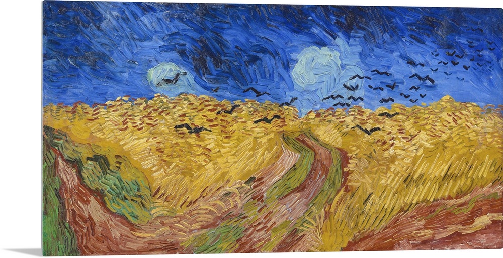 Vincent van Gogh's Wheatfield with Crows (1890) famous landscape painting.