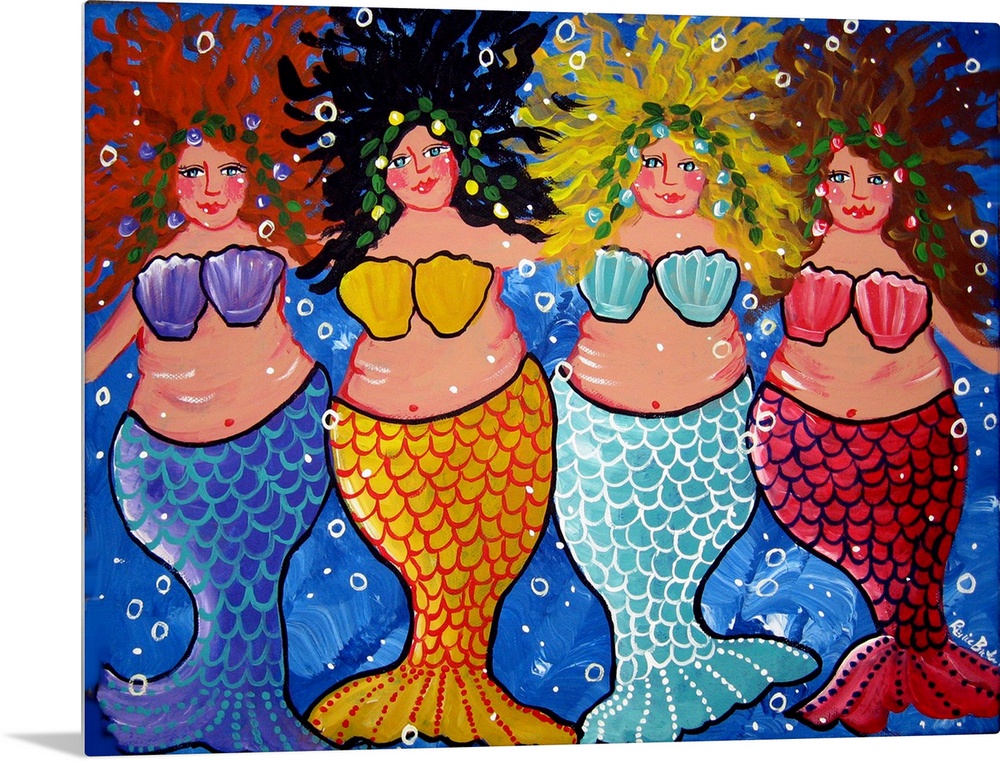 Four chubby and colorful Mermaids
