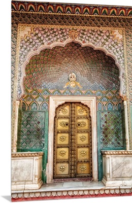 Colorful door at the City Palace in Jaipur, Rhajisthan, India