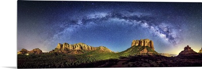 Milky Way Panorama at moonset in Sedona, Arizona