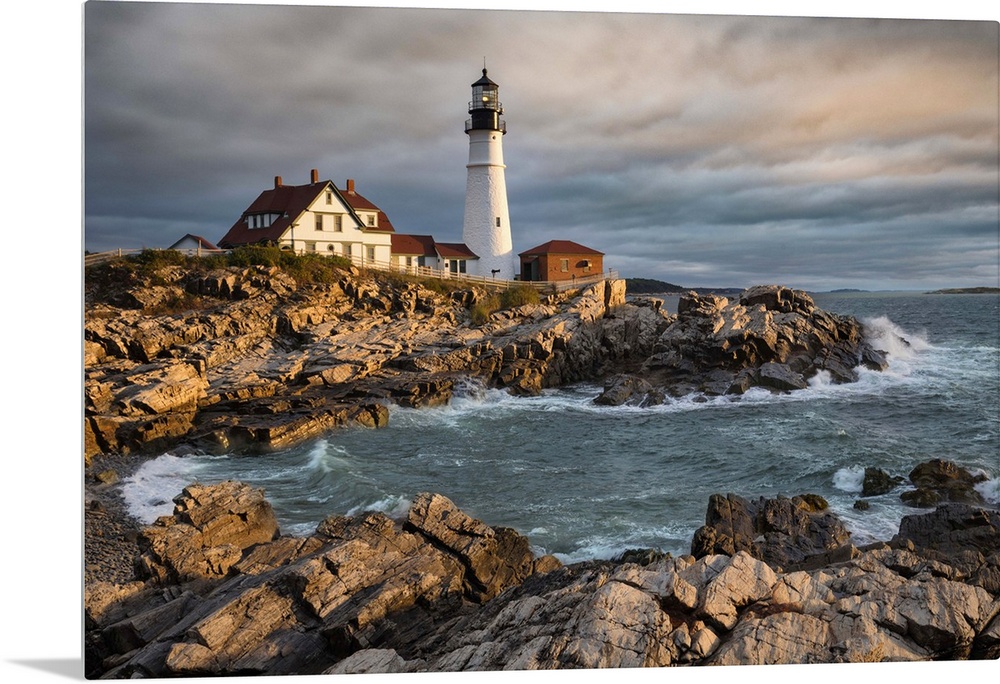 Portland Maine Lighthouse at sunrise.