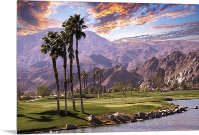 Golf Course At Sunset  In Palm Springs, California