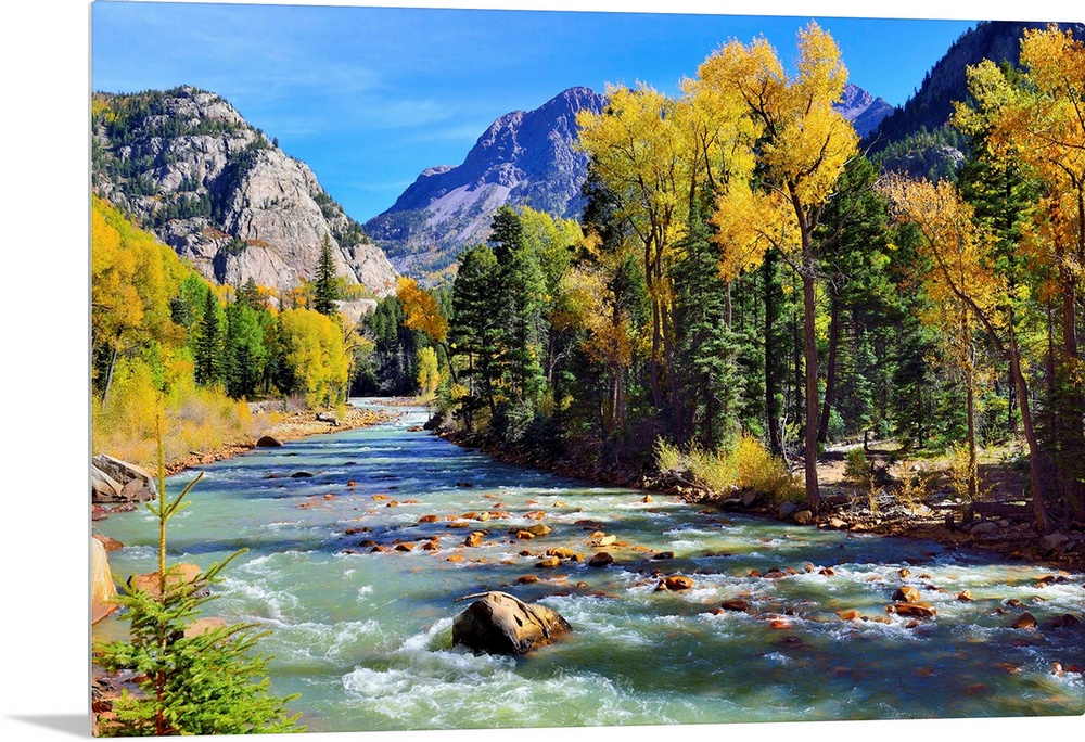 mountain river and colorful mountains of Colorado.