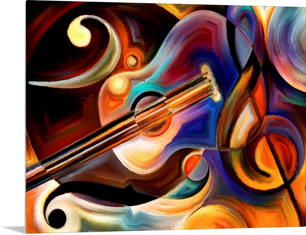 Abstract painting on the subject of music and rhythm.