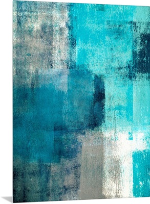 Selected - Modern teal and gray abstract painting