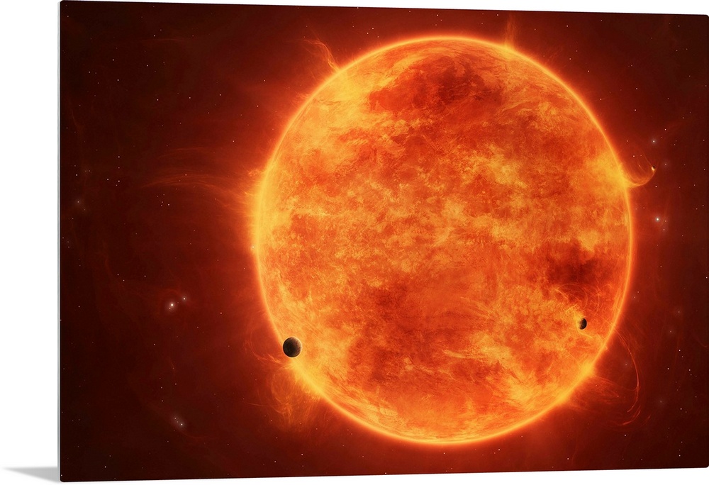 A massive red dwarf consuming planets within it's range.