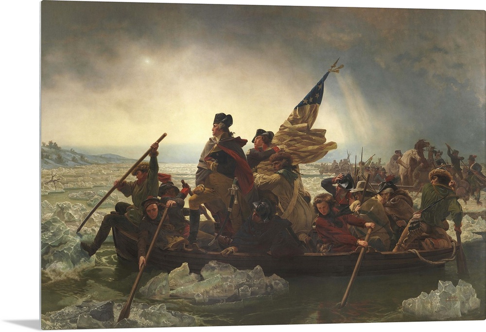 Painting of George Washington crossing the Delaware.