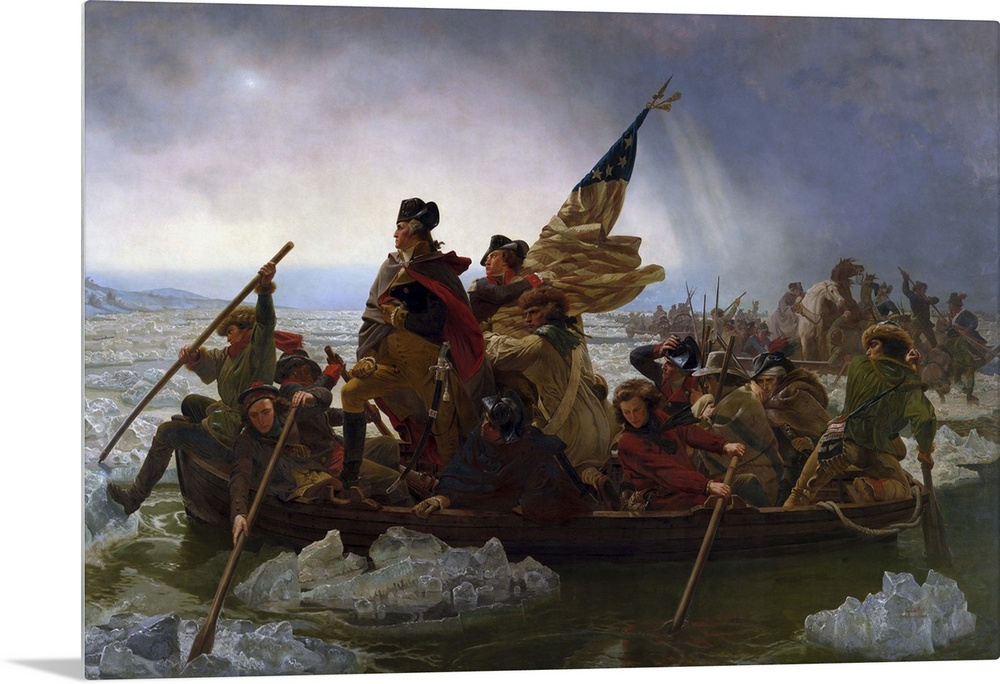 Painting of George Washington crossing the Delaware.