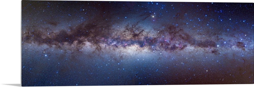 A panorama of the center of the Galaxy portion of the southern hemisphere Milky Way, from Crux at right to Aquila at left....