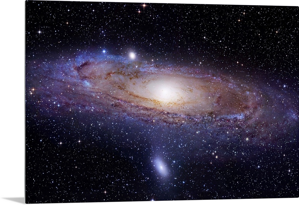 Landscape photograph of a spiral galaxy 2.5 million light years away.