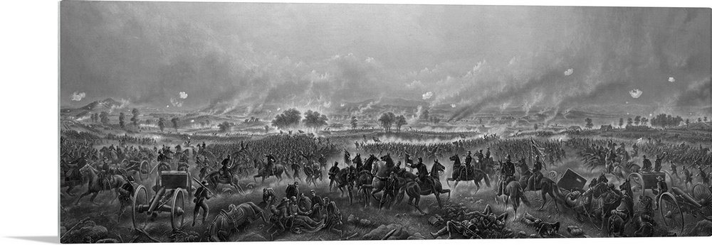 Vintage Civil War print of the Battle of Gettysburg.