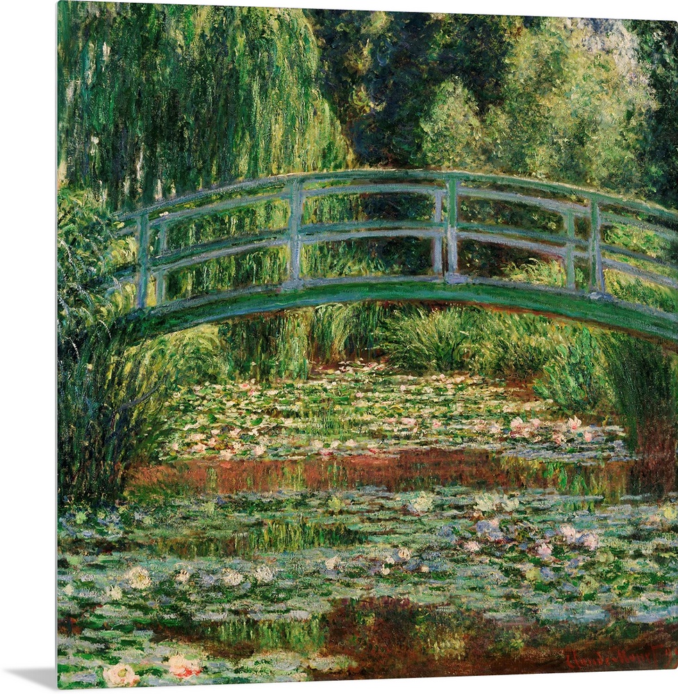 Monet, Water Lily Pool, 1899. 'Japanese Footbridge And the Water Lily Pool, Giverny.' Oil On Canvas, Claude Monet, 1899.