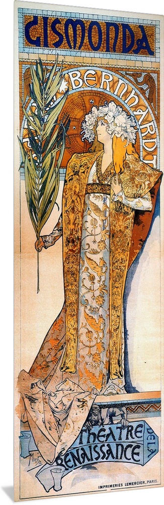 Lithograph poster by Alphonse Mucha for 'Gismonda,' directed by and starring Sarah Bernhardt at the Th??tre de la Renaissa...