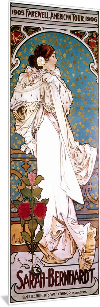 Bernhardt in the title role from 'La Dame aux camelias' on a poster by Alphonse Mucha for her 1905-06 farewell American tour.