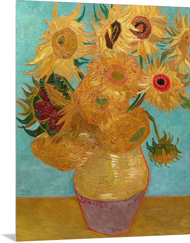 Van Gogh, Sunflowers, 1889. 'Vase With Twelve Sunflowers.' Oil On Canvas, Vincent Van Gogh, January 1889.