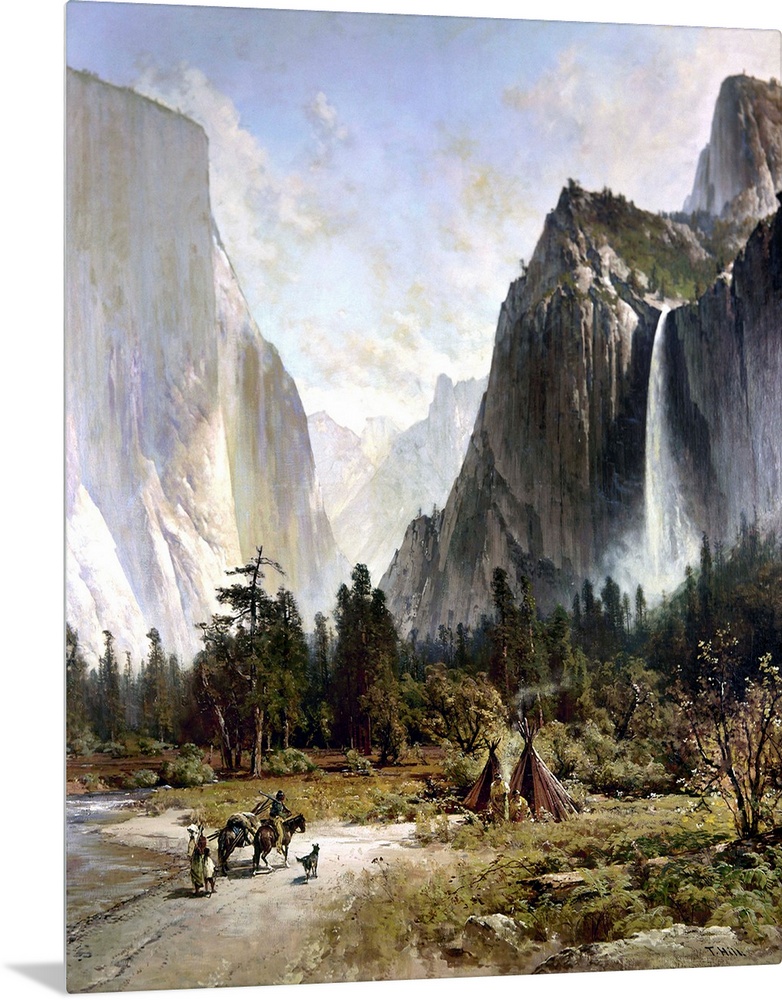 Yosemite Valley, C1860. A Native American Hunter Returning To His Tepee At Yosemite Valley. Oil On Canvas By Thomas Hill, ...