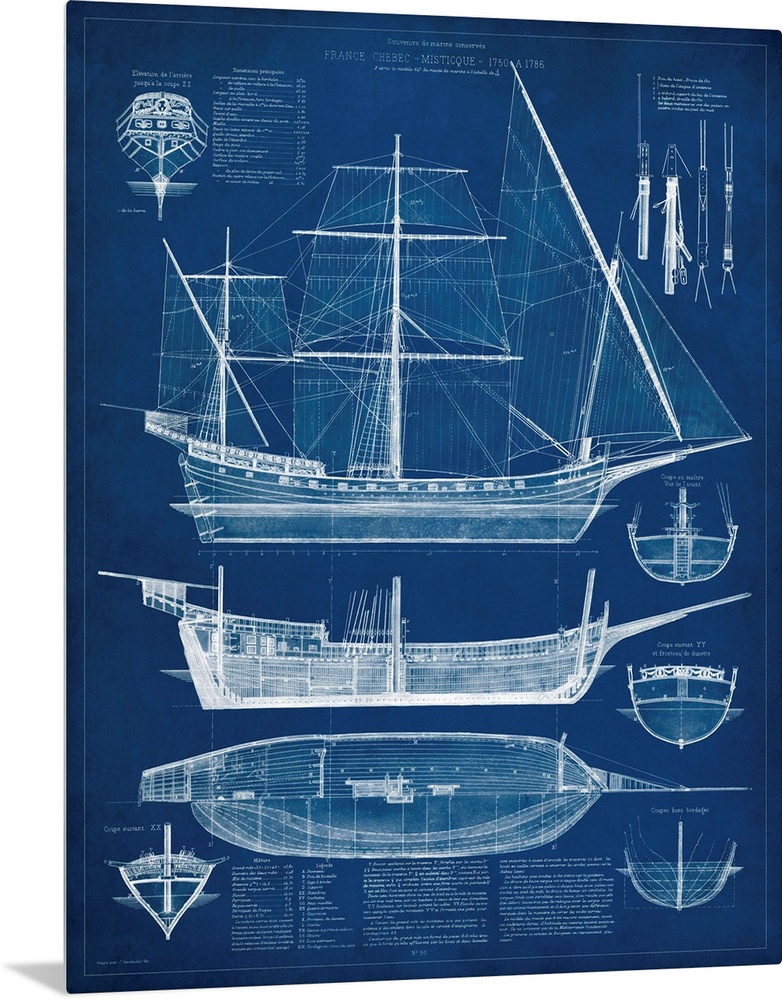 Antique Ship Blueprint I