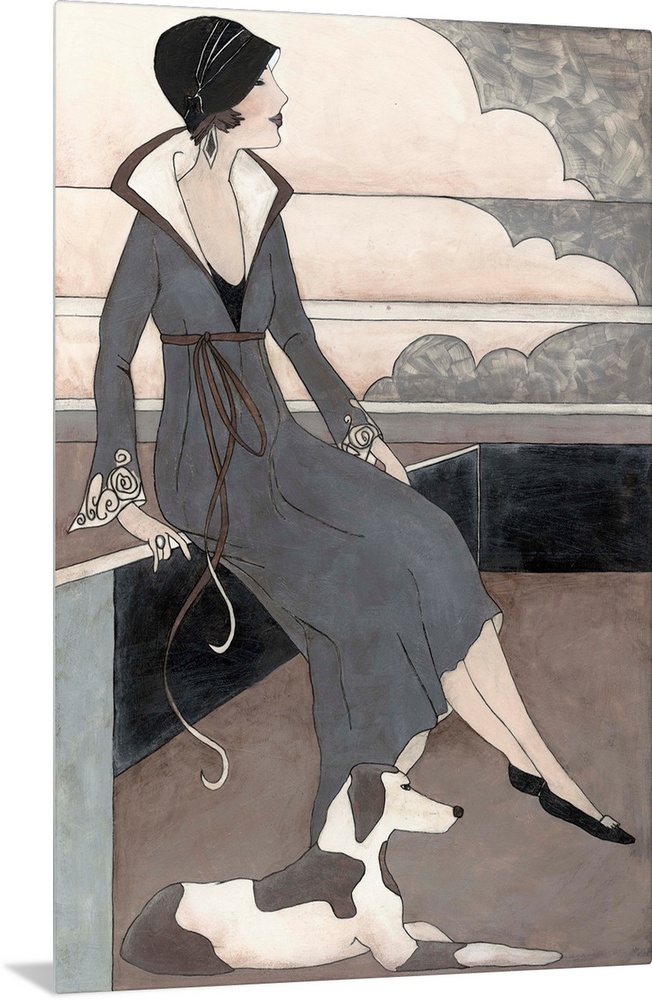 Art Deco Lady With Dog