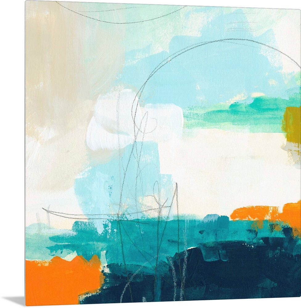 Contemporary abstract artwork using light colors.