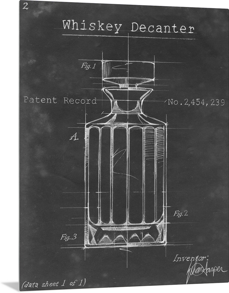 Blueprint style artwork of a cocktail recipe perfect for a kitchen or home bar.