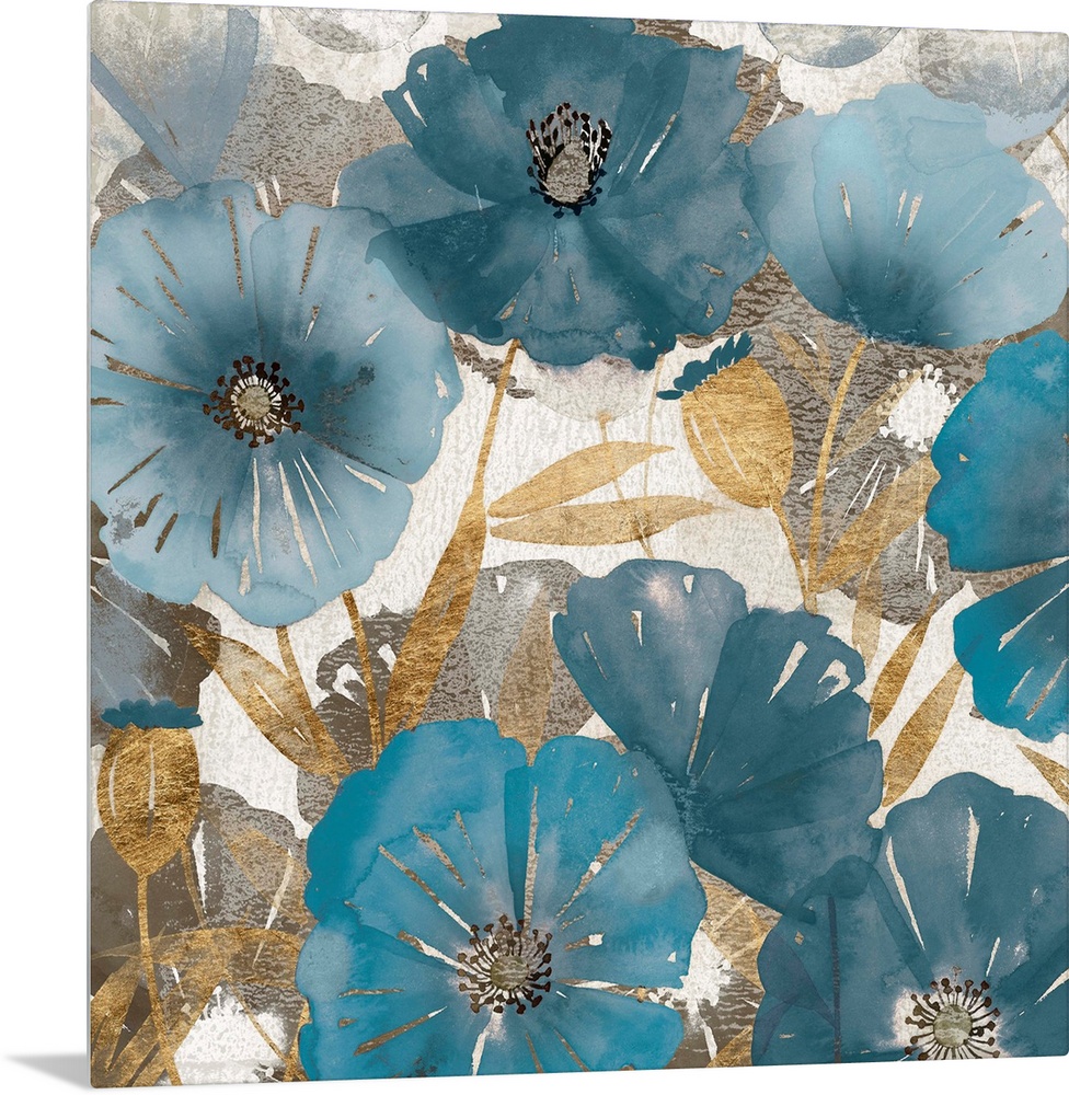 Blue and Gold Poppies I