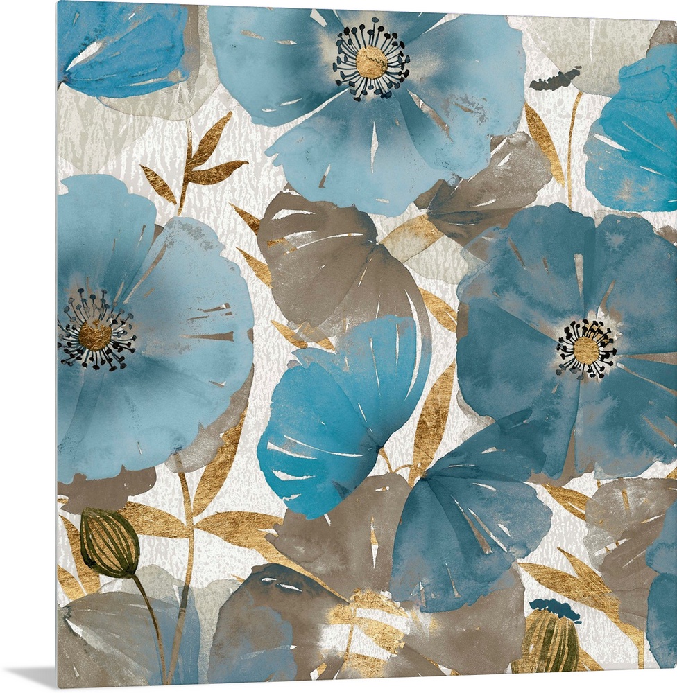 Blue and Gold Poppies II