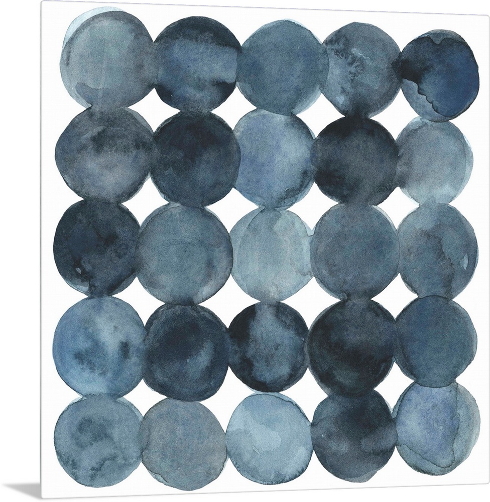 Dot-patterned abstract watercolor painting of blue-gray tones.