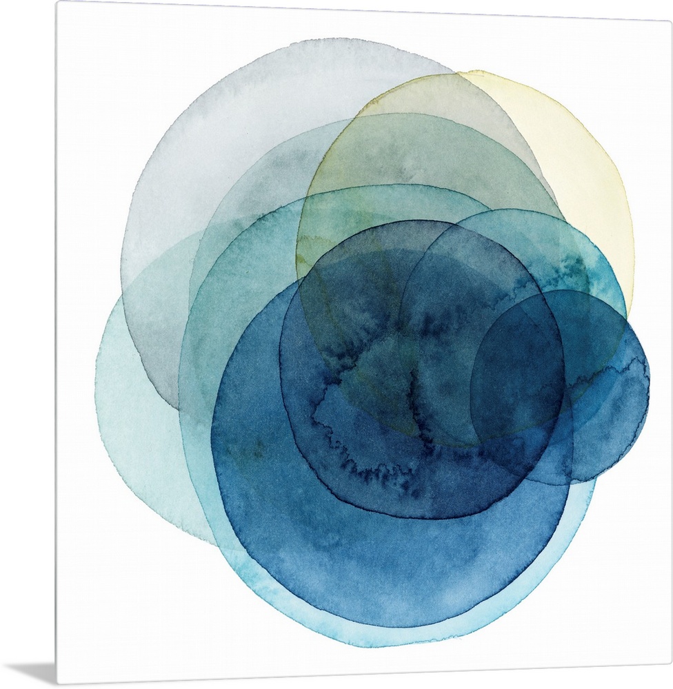 Inspired by the cosmos, these spinning watercolor circles resemble the orbit a planet takes in shades of blue, green and y...
