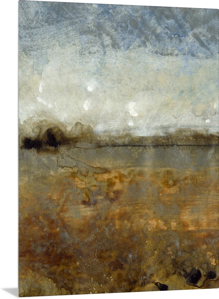 Contemporary abstract painting of what resembles an earthy toned landscape.