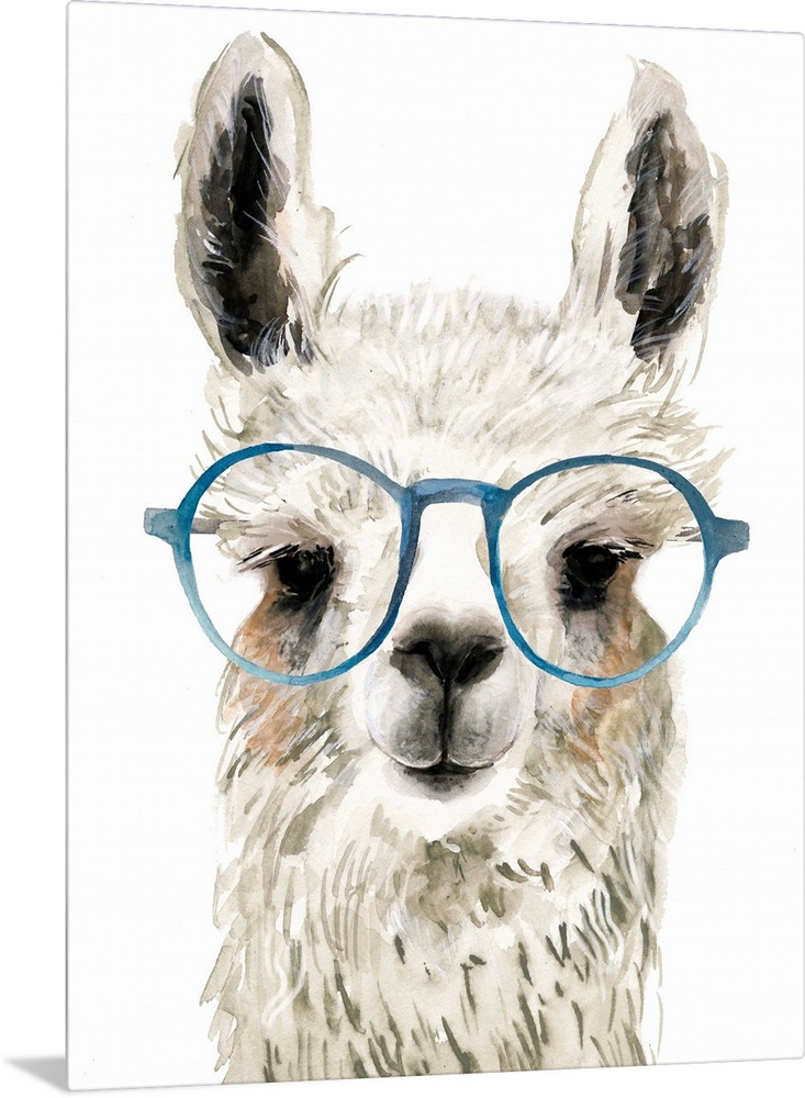 A cute and quirky piece of art never fails to raise a smile. This cheerful llama sporting large round glasses will add a t...