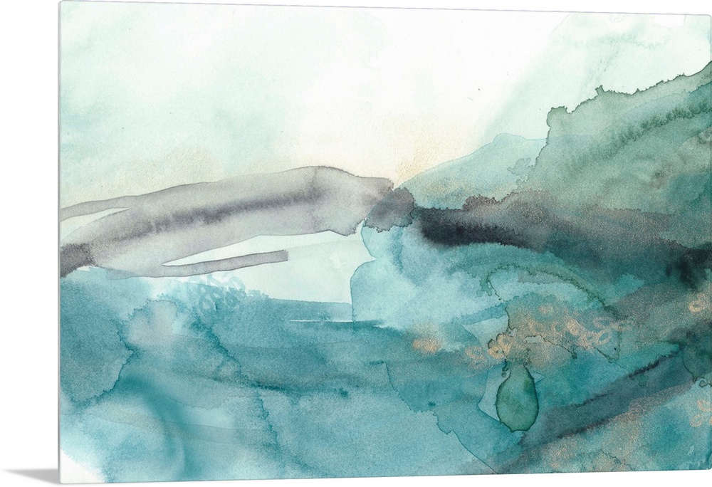 Pale blue watercolor abstract, reminiscent of flowing water.
