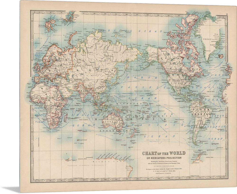 Vintage map of the world on Mercators Projection.