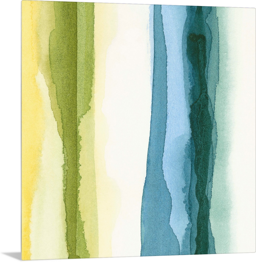 Contemporary wall art for the home or office this square wall art is made with vertical watercolor washes.