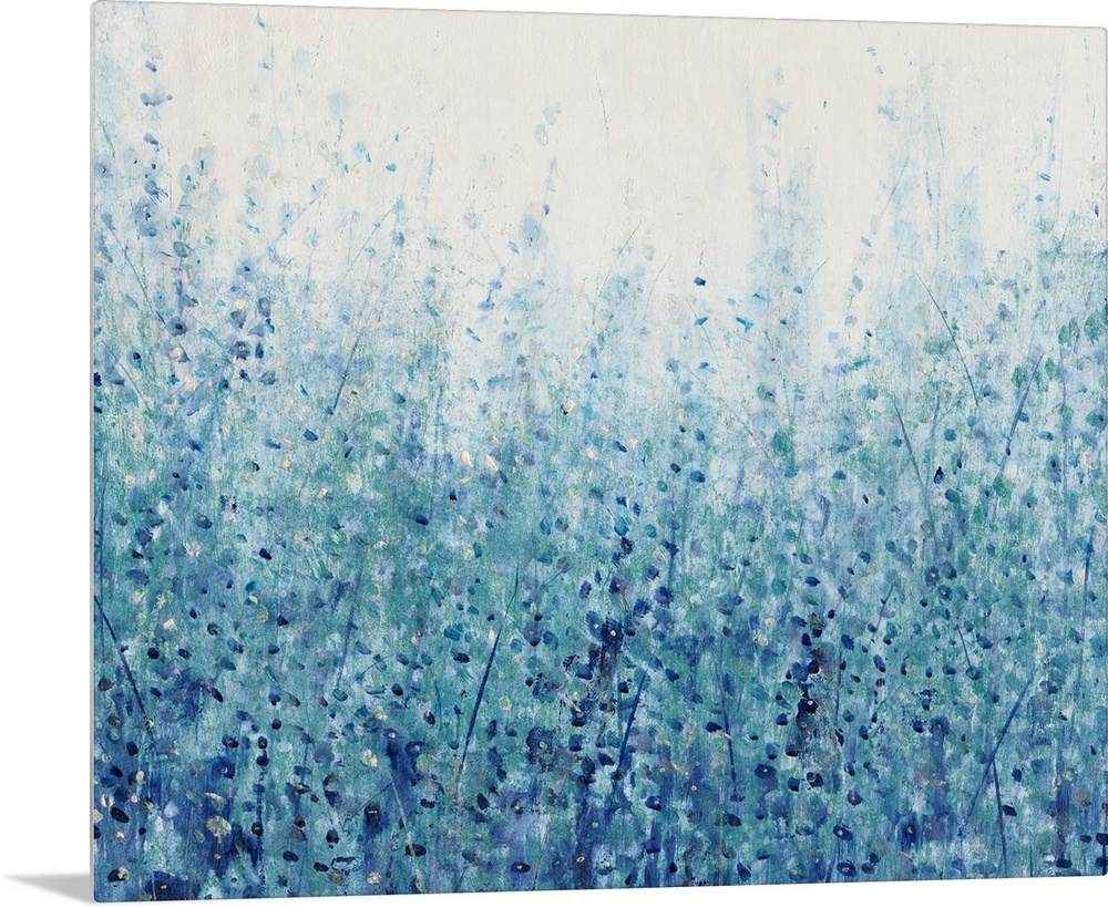 A field full of wild flowers and plants in varies shades of blue with small white accents.