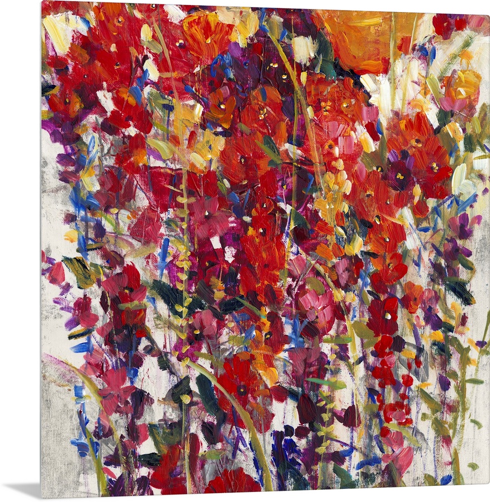 Colorful contemporary painting of a vibrant flowers.