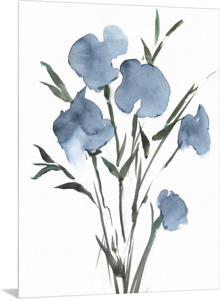 Watercolor Blue Bouquet II