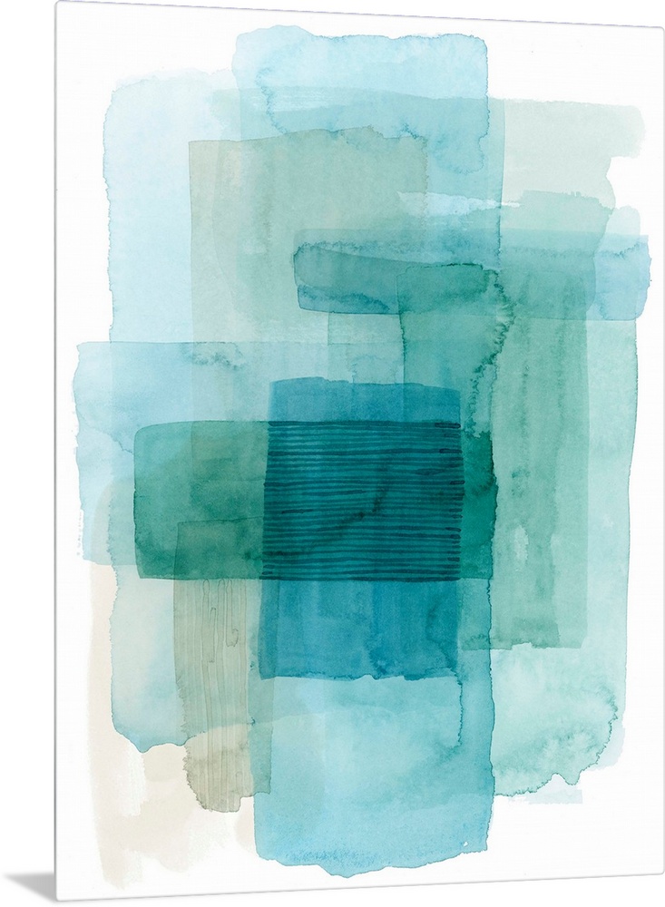 Contemporary watercolor abstract in shades of blue.