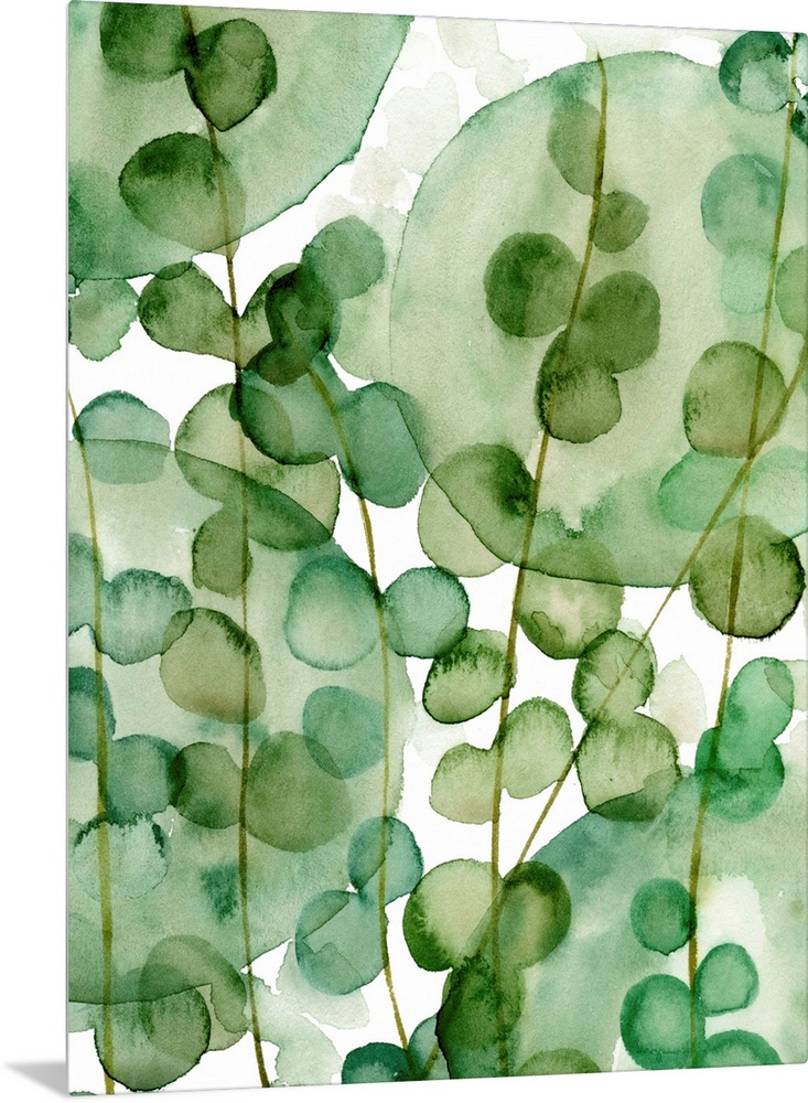 Abstract interpretation of tropical foliage made with shades of green.
