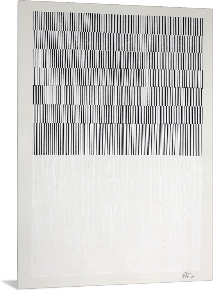 Abstract expression painting in which geometric color and lines invade the space in contrast with different elements: ligh...