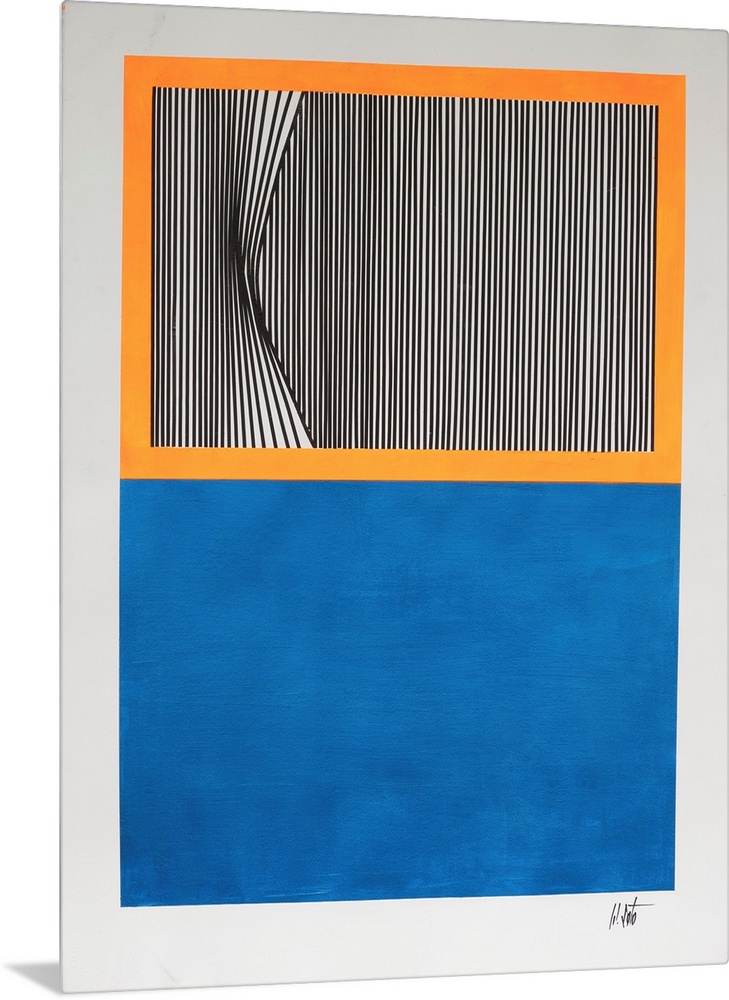 Abstract expression painting in which geometric color and lines invade the space in contrast with different elements: ligh...