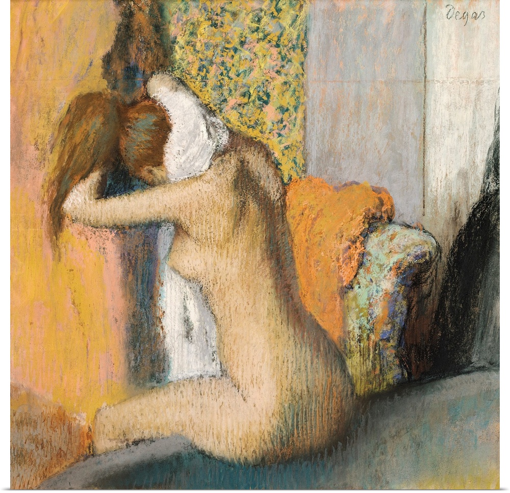 Drawing by an Impressionist master of a nude woman available on square shaped wall art.